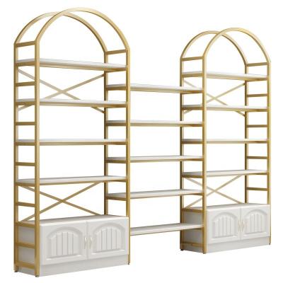 China Easy Installation Customized Shop Store Shelves Retail Metal Storage Racks Cosmetics Display Stand Wall Shelf Rack Display Cabinets for sale