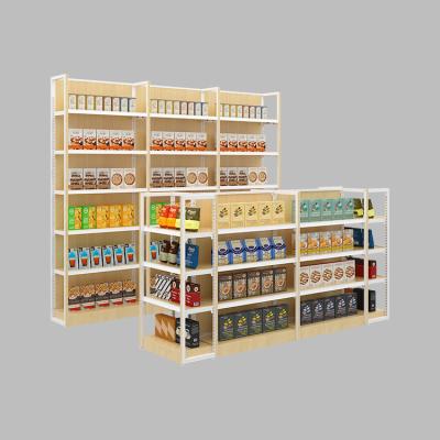 China Single Sided Store Used Shelves For Sale Wooden Display Stand Grocery Shelf Supermarket Shelves For Retail Store for sale