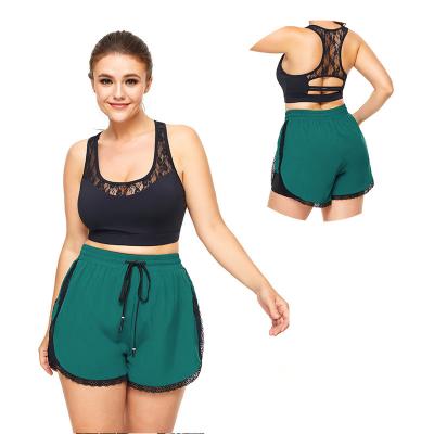 China 2022 summer antibacterial plus size yoga suit set two-piece women's fitness border running quick-drying sportswear for sale