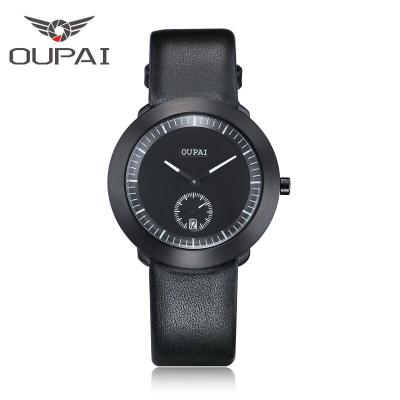 China Fashion Bauhaus day/date design quartz watch men Botta design simple ultra thin unisex watch leather strap waterproof wristwatch for OEM for sale