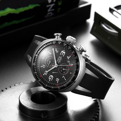 China Oval Chronograph Sports Watch Chronograph Quartz Carbon Fiber Watch Dial Luminous Watch Waterproof Japanese Movement Rubber Strap for sale