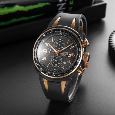 China Chronograph Carbon Fiber Dial Sports Luminous Watch Men Strap Quartz Chronograph Rose Gold Wristwatch Waterproof Luxury Rubber Design for sale