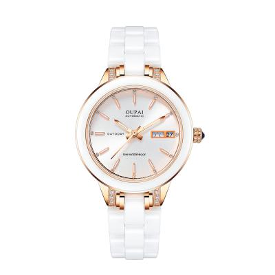 China Day/Date OEM White Ceramic Fashion And 2022 Stylish New Design With Calendar Quartz Watch Lady Waterproof Can Made Automatic Watch Woman for sale