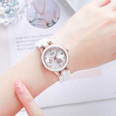 China OEM White Ceramic Automatic Watch Women Day/Date With Calendar Luxury Fashion And Elegant Waterproof Wrist Watch Lady for sale