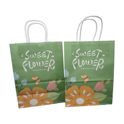 China Recycled Materials China Factory Big Good Logo Recycled Printed Takeaway Food Paper Bag With Reasonable Price for sale