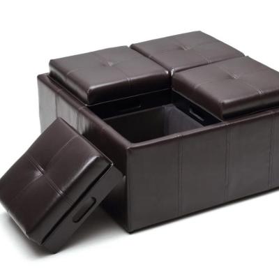 China Stool home & Whole Sale Modern Ottoman Storage Square Synthetic Leather Stool for sale