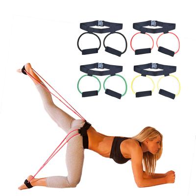 China Custom Home Exercise Workout Pink Ankle Fitness Gym Latex Resistance Bands Tube Set for sale