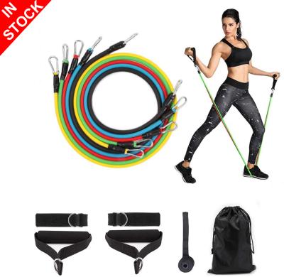 China Gym Exercise Pull Up Resistance Bands With Handles 11pc Home 11 Pieces Resistance Tubes for sale