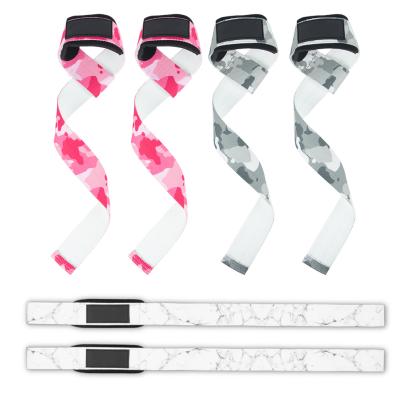 China Custom Logo Deadlift Heavy Duty Training Adjustable Weightlifting Straps for Wrist Gym Camouflage Weightifting Wrist Straps for sale