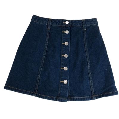 China Women's Breathable Vintage A Line Pencil Jeans Skirt Front Button High Waist Denim Skirt for sale