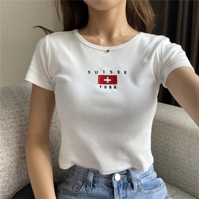 China Spring And Summer New Arrival Breathable Ladies Round Neck T Shirt Women for sale