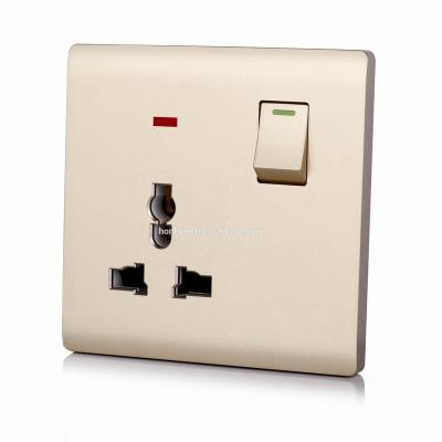 China Golden color 13a 13a socket wall socket 12v 250v 220v 13a socket design widely used universal multi convenient wall sockets 86 size for sale