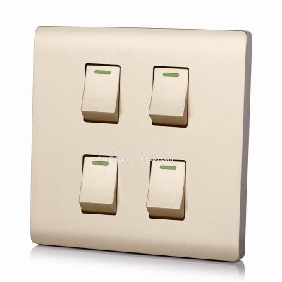 China Easy Installation Wall Switches 250v 12v 250v 12v Wall Strip Switch SKD Wall Switch Gold Color 4 Strip 1 Way 2 Way Gold Model Light Switch for sale