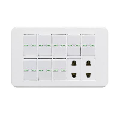 China White Pakistan Type Electric Wall Socket Convenient Room Power Plate 8+2 Pakistan Electrical Outlets Switch Sockets AC 250V 10A 10 Gang Switches And Sockets for sale