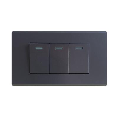 China Residential/Recessed Switch Controller Best Selling Wall Plates 118*70mm Self Powered Screwless Wall Mount Toggle Switch Colored 3 Gang Switch for sale