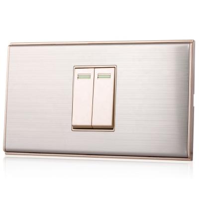 China Factory Customized Easy Twin Switches Line Drawing Stainless Steel Design Wall Installation Hotel Switch 120 for sale