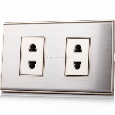 China 120 Designs 2 Line Drawing Stainless Steel 2 Pin VDE Socket Convenient Residential Multi-Purpose USB Switch Sockets Switches Sockets for sale