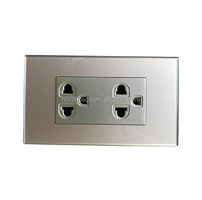 China Convenient  glass wall socket Schuko modular usa standard wall plug glass AC 110V 250V wall socket glass panel US wall socket glass for sale