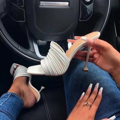 China Sexy Square Toe Open Toe Stiletto Sandals High Heel Fashion Trend Women Large Size Sandals for sale