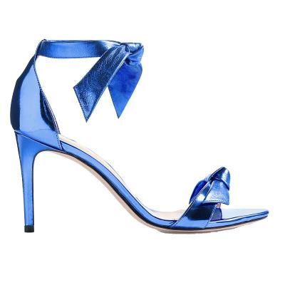 China Fashion Trend Bow Knot Soft PU Leather Stiletto High Heel Plus Size Sandals For Women for sale