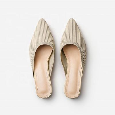 China Latest Round Casual Ladies Pump Flats Pointed Fly Knit Shoes Flats Women Low Heel Comfortable Flats for sale