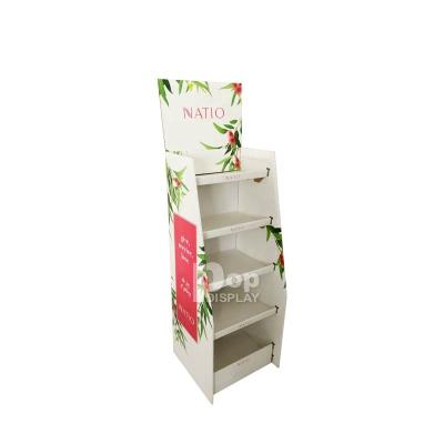 China Customized Beautiful design cardboard snacks display POS toy display stand advertising floor display CMYK corrugated retail shop racks for sale