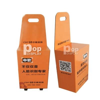 China Customized Custom made corrugated cardboard trolley case spot color POS display trade show paper trolley display for sale