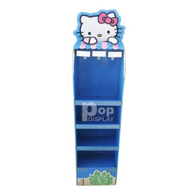 China Customized Fashionable Design Cardboard Shelf Display Daily Use Products Floor Display Rack POS Display Stand for sale