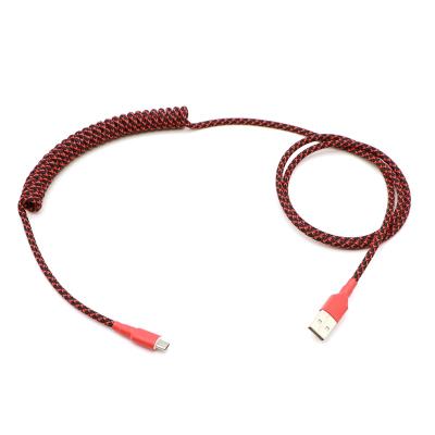 China Mechanical Keyboard Factory Price Coliled Mechanical Cable USB A to Micro USB, Mini-USB, Type C Cables. for sale