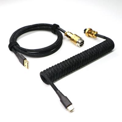 China Mechanical Keyboard Paracord and Dual USB PET Wrapped Type-C Stretch Cord for Mechanical Keyboard with Aviator GX16. for sale