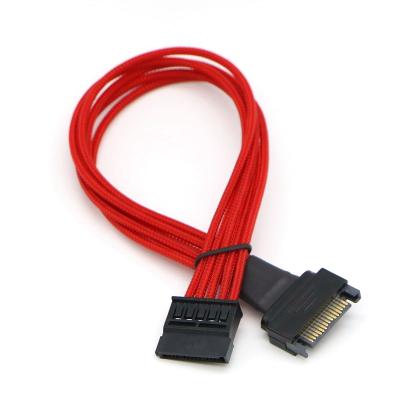 China COMPUTER 20cm 30cm 40cm 50cm 60cm SATA 15Pin PET Sheathed Male To Female Power Extension Cable Power Cable For Hard Disk. for sale