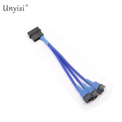 China Above 15cm IDE Molex 4Pin to 3x 4 Pin Fan Splitter cable for computer fan power. for sale