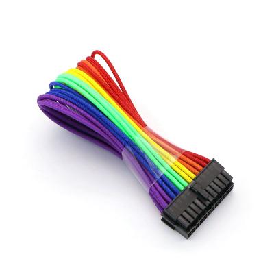 China Hot Selling Custume Computer PC Braided Sleeved Male to Female ATX 24pin Motherboard Cable for sale