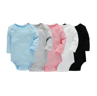 China Autumn Spring Long Sleeve Cotton Rompers Solid Color Newborn Baby 100% Newborn Baby Overalls for sale