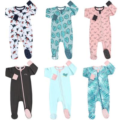 China Siamese Front Zipper Non-slip Footed Rompers Boys And Girls Pajamas Toddler Baby Clothes Breathable Newborn Foot Foot Rompers for sale