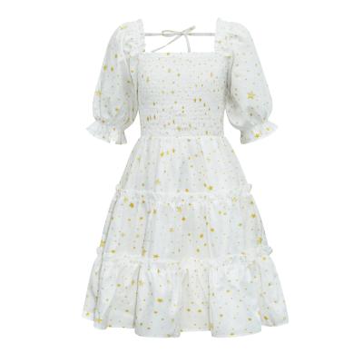 China Color Fade Proof Kids Long Sleeve Spring Summer Kids Skirt Floral Print Children Girls New Long Dress for sale