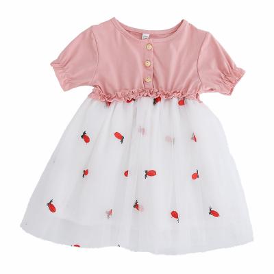 China New washable summer fruit pattern embroidered babies 0-1-2-3 dress for sale