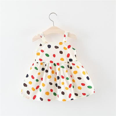 China Washable Summer Babies Large Polka Dot Butterfly Sling Dress for sale