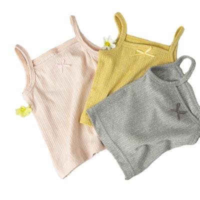 China Summer Solid Color Fashion Breathable Shirt Knitted Vest Girls Suspenders for sale