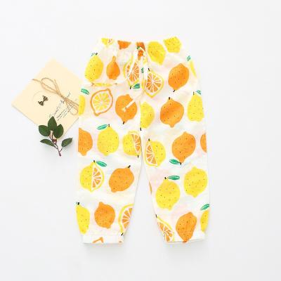 China Baby Girls Breathable Blank Fruit Pattern Summer Casual Long Pants for sale