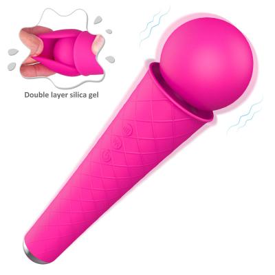 China Soft Silicone+ABS Original Factory Soft Silicone Magnetic Filling Soft Toys For Women Vibrator Ice Cream Cone Shaped Vibrator for sale