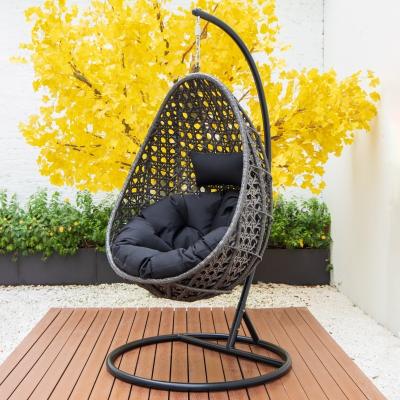 China Eco-Friendly Modern Egg Shape Rattan Swing Chair Patio Hanging Swing Chair for sale