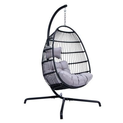 China New Style Foldable Rattan Furniture Outdoor Garden Rattan Foldable Swing Chair for sale