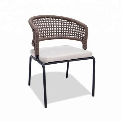 China Hot Sale Modern Outdoor Modern Furniture Rice White Fabric Rope Woven Dining Chair for sale