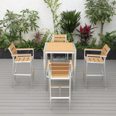 China Contemporary Bar Furniture Outdoor Bar Table Set Garden Patio Restaurant Table Set Wooden Kitchen Counter Bar Table and Chair for sale