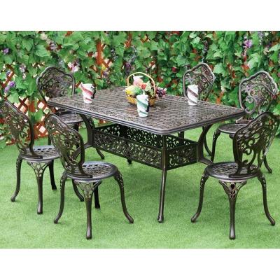 China UV resistant and waterproof outdoor patio of cast aluminum furniture dining table sets cast aluminum chair use for garden for sale