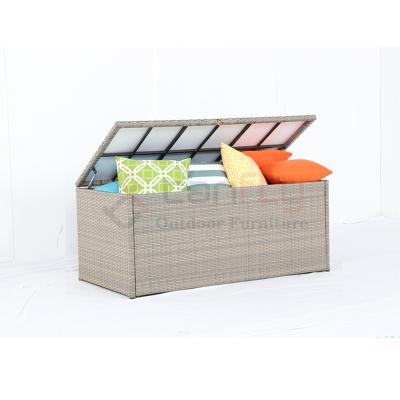 China Sustainable PE Patio Garden Rattan Box Outdoor Storage Cube Cushion Box for sale