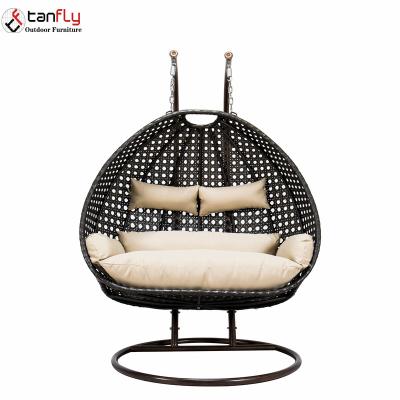 China Modern Modular Garden Furniture Rattan Garden Swing Seats Luxury Two Person Chair for sale