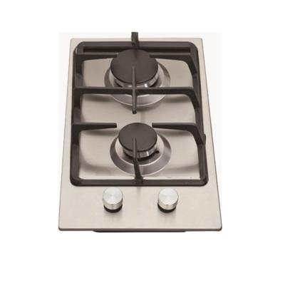 China Household Use Gas Hob 2 Burners Cover Cast Iron Pan Support Stainless Steel Panel Cooker Top for sale