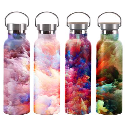 China PORTABLE 24oz Insulated Stainless Steel Travel Flask Personalized Colorful Fashion Vacuum Water Bottles With Bamboo Lid for sale